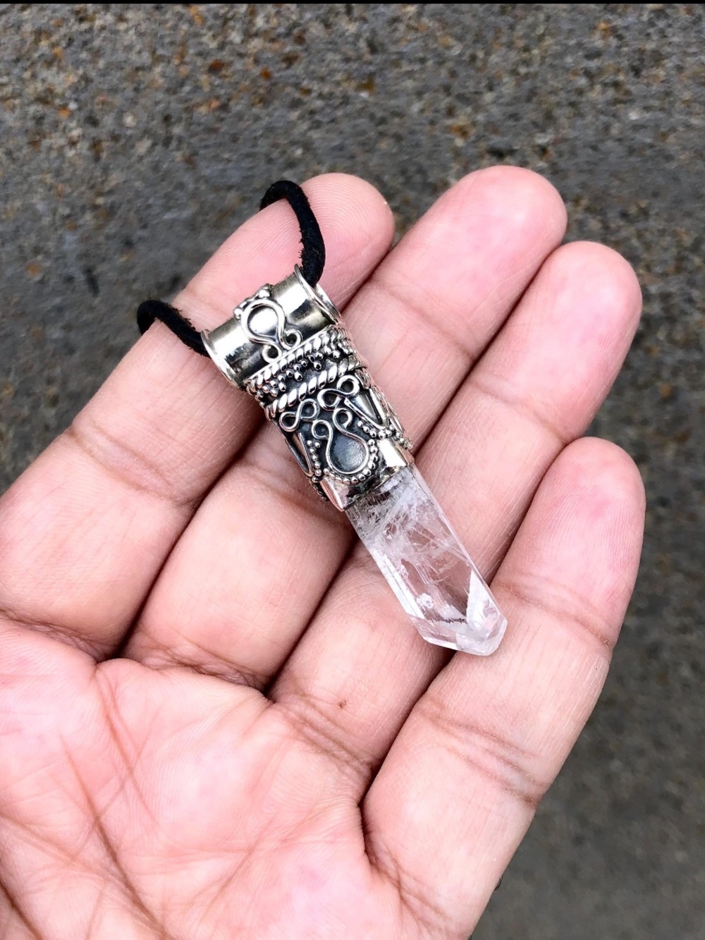 Danburite Crystal Unisex Pendant Sterling Silver, Clear